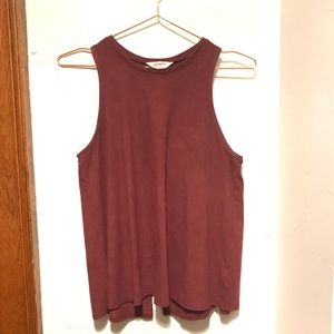 Faux Suede Open Back Sleeveless Top